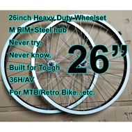 26inch MTB Retro Bike Wheelset Heavy Duty 36H Bicycle Basikal