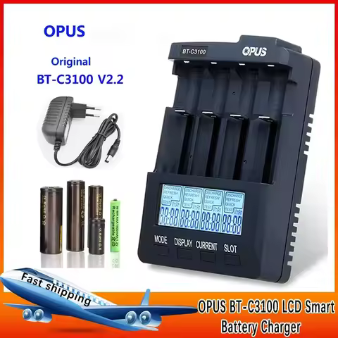 New Generation Standard Battery Charger Opus BT-C3100 V2.2 Digital Intelligent 4 Slots AA/AAA LCD Ba