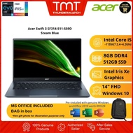 Acer Swift 3 SF314-511-559D Steam Blue Laptop | i5-1135G7 | 8GB RAM 512GB SSD | 14" FHD | W10 | MS OFFICE = BAG
