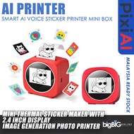 PixiAi AI Smart Voice Sticker Printer 2.4 Inch Display Thermal Sticker Maker Voice to Image Generati