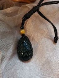 FC0613* 老花青*雙面仿古雕*翡翠掛件