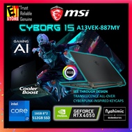 MSI CYBORG 15 (i7-13620H/16GB /512GB/15.6 FHD 144HZ/RTX 4050 6GB/RGB KEY/W11/bag/2Y) AI A13VEK-887MY