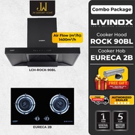 JW LIVINOX LCH-ROCK-90BL 1400m³/hr Cooker Hood Set + LIVINOX LGH-EURECA 2B-BL  Chimney Hood Cooker H