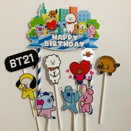 Decoration [besty_mart3] BT21 Cartoon Birthday Cake Topper Birthday Cake Decoration/