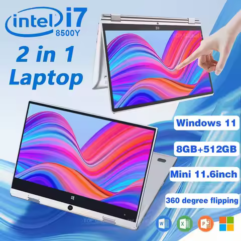 Intel Core i7-8500Y Portable 2 in 1 Laptop Windows 11 8GB RAM 1TB 2TB SSD Touch Screen 11.6" Noteboo
