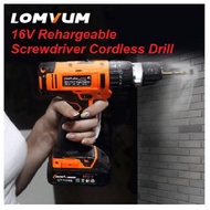 LOMVUM 12V/16V/21V Cordless Screwdriver Drill Rechargeable Lithium Battery Cordless Drill Rechargeab