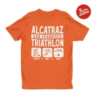 Vintage Retro Alcatraz Triathlon Team T-Shirt ORANGE
