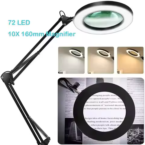 72LED 8X/10X NEW Illuminated Magnifier USB 3 Colors LED Magnifying Glass for Soldering Iron Repair/T