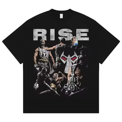 Batman The Dark Knight Rises Bane T-Shirt Oversized Cotton Y2K Streetwear Casual Crew Neck Short Sle