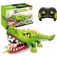 Remote Control Electric Crocodile Toy 360 Rotation Floor Wheels with Open Mouth and Music Smoke Main