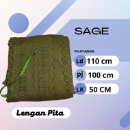 PAKAIN WANITA MUSLIMAH LONG OUTER BROKAT LACE CARDIGAN PUTIH LENGAN PANJANG PITA