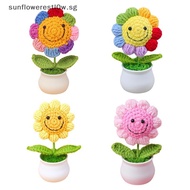 SUNTW 1 Piece Creative Artificial Flowers Cute Crochet SunFlower Pots Knitted Flower Graduation Flow