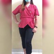 Baju Setelan Wanita Jumbo Scuba Salur 106 Scuba Premium Atasan Dan Celana Stelan Wanita Kekinian / S