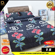 Cadar Queen Comforter Set 7 in 1 Ayunina Collection Exclusive Corak Bunga Flowers