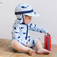 1-6years Kid Toddler Baby Boys Swimwear Shark Dolphin Print Decor One-piece Long-sleeve Swimsuit Hat For Baby Boys