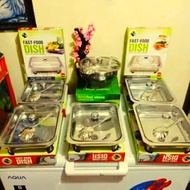 PROMO termurah set prasmanan tempat makan prasmanan full kaca bahan stainless tebal tutup kaca merk 