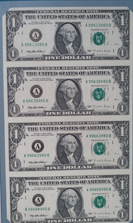 🎯 1995年 美金$ 1 美元， 4連鈔 全新UNC。