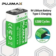 PUJIMAX 9V battery 4400mWh Rechargeable Battery USB Type-C li-ion battery fast charging+type-c line