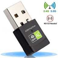 USB WiFi Adapter 600Mbps 2.4G 5GHz Antenna Ethernet Free Driver AC for Desktop Laptop Window