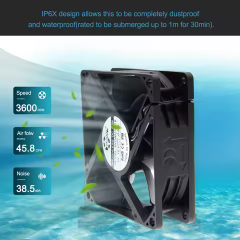 IP68 80mm 8cm Waterproof Dustproof DC 12V Cooling Fan 80X80X25mm Dual Ball Bearing 3-Pin PC Computer
