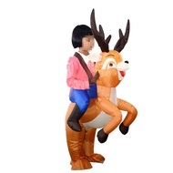 Christmas Children Santa Claus Reindeer Inflatable Costume Gift Xmas Cosplay Party Elk Doll Blow Up Fancy Dress Up Set