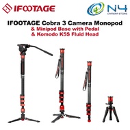 Ifootage Cobra 3 Camera Monopod C180F-P / A180F / K5S Fluid Head / CB3 BASE-P Carbon Fiber Travel Mo
