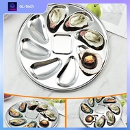 -Tech-4PCS Oyster Plate Stainless Steel Oyster Plates Shell Shaped Oyster Container with 8 Slots for