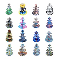 Cartoon Cake Stand Party Supplies Boys Girl's Birthday Gift Decoration Mario Princess Disposable Cake Rack Decorations