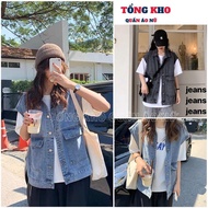 Jacket Demin cows without sleeves with square lid pockets, type 1 cows vest for men and women - TONG