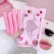 New Magic Casa Set Pink Cake Mirror Lip Glaze Lipstick Gloss Glass Water H3p5