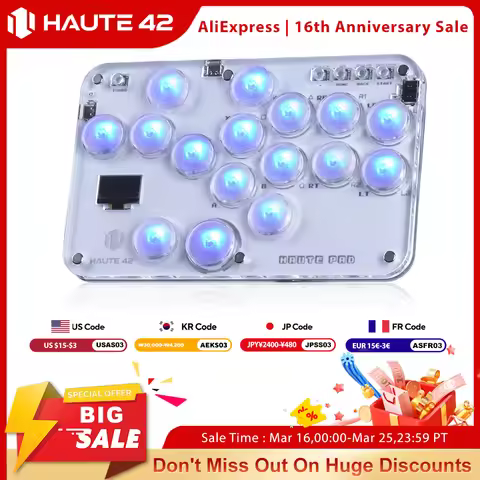 Haute42 Fighting Stick Mini Hitbox Leverless Controller For PC/PS4/PS5/Switch Joystick Arcade Hitbox