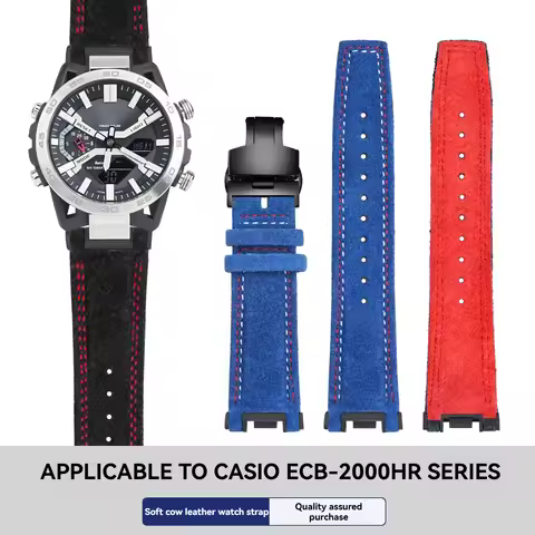 For Casio Edifice 5698 ECB-2000 EFS-S64 Suede Leather Strap Replacement Vintage Velour Watchband Spo