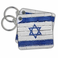 3dRose Key Chains Israel Israeli flag on brick wall national country (kc-155116-1)