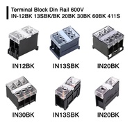 Terminal Block Din Rail 600V IN-12BK 13SBK/BK 20BK 30BK 60BK 411S G1827