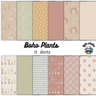 12 Sheets 8x8 Boho Plants Print by byte studio | Premium Paper Craft Junk Journal Stationery