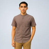 KEMEJA KATUN AZ ZIKRA Men's Short Sleeve Plain Shirt, Medina Cotton Material AZ013