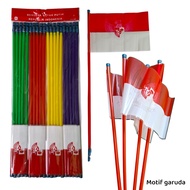 MERAH GARUDA MOTIF WHISTLE FLAG Garuda Stick FLAG Red and White Flag Handle Flag + Stick