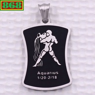 Aquarius pendant - White stainless steel Aquarius with white stainless steel chain + white stainless