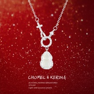 Sterling silver S999 Simple gourd necklace Luxury niche design pendant necklace  Womens jewelry neck