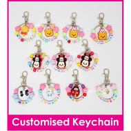Tsum Tsum / Customised Cartoon Ring Name Keychain / Bag Tag / Christmas Gift Ideas / Present / Birthday Goodie Bag