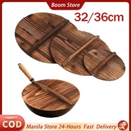 Natural Fir Wood Wok Cover 32cm 36cm Round Anti-Scalding Wooden Pot Pan Lid Cover Kitchen Cookware