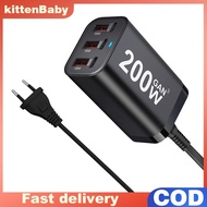 Hot Sale KITTENBABY 200W 6-Ports Type-C USB Desktop ที่ชาร์จ PD UBS-C อะแดปเตอร์ชาร์จเร็ว