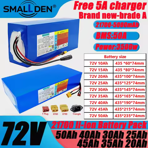 21700 Lithium battery 72V 50Ah 20Ah 10Ah 40Ah 30Ah pack With 50A BMS 0-2800W For E-tools motorcycle 