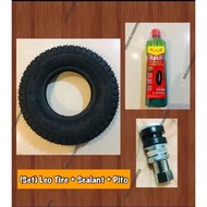 (SET) Leo Tire 4.00-8 *tube type* for Bajaj Re Tvs Piaago with Tire Sealant 500ml & Pito