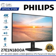 PHILIPS 27" 27E1N1800A 4K UHD (3840 X 2160 @60HZ) LED IPS PANEL LCD MONITOR (4MS, INPUT: HDMI+DP, VE