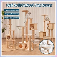 Large Cat Tree House Wood Cat Condo Bed Scratcher Cat Tower Hammock Scratcher Comfortable House