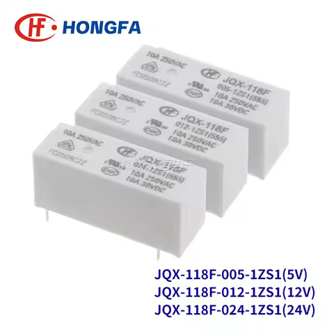 10Pcs New HF Relay JQX-118F-005-1ZS1 JQX-118F-012-1ZS1 JQX-118F-024-1ZS1 HF118F 012 1ZS1 10A 5PIN 5V