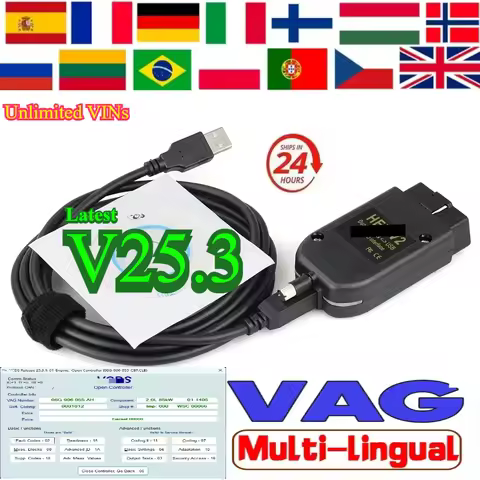 Latest V25.3 ForVaG H/exV/2 forVaG Group Car Diagnostic Tool OBD2 Scanner VCDSVAGCOM for V-w/AD Mult