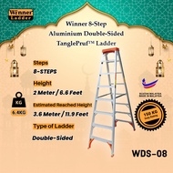 Winner Ladder 8-Step Aluminium Double-Sided TanglePruf™ Ladder 150Kg Duty Rating Tangga Lipat Heavy 