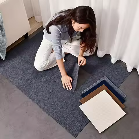 40x40cm Carpet Floor Tiles Sticker Self Adhesive Soft Rug Carpet Tiles Peel and Stick Square Floorin